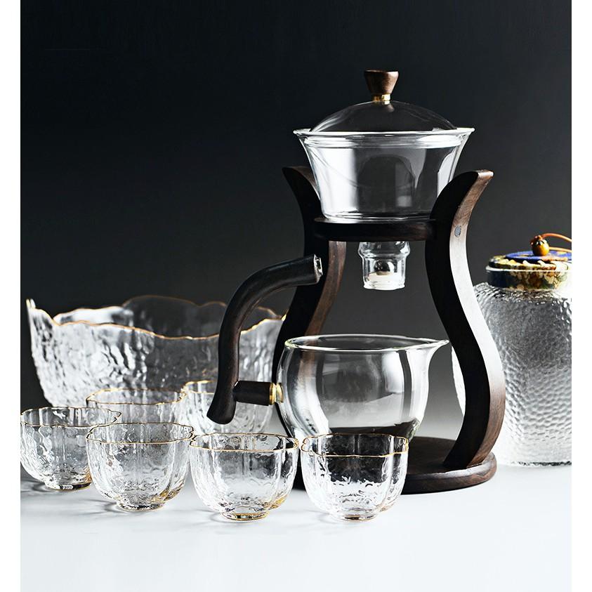 Bộ ấm trà Kung Fu phong cách Nhật Bản BOROSILICATE & WOOD 6cup