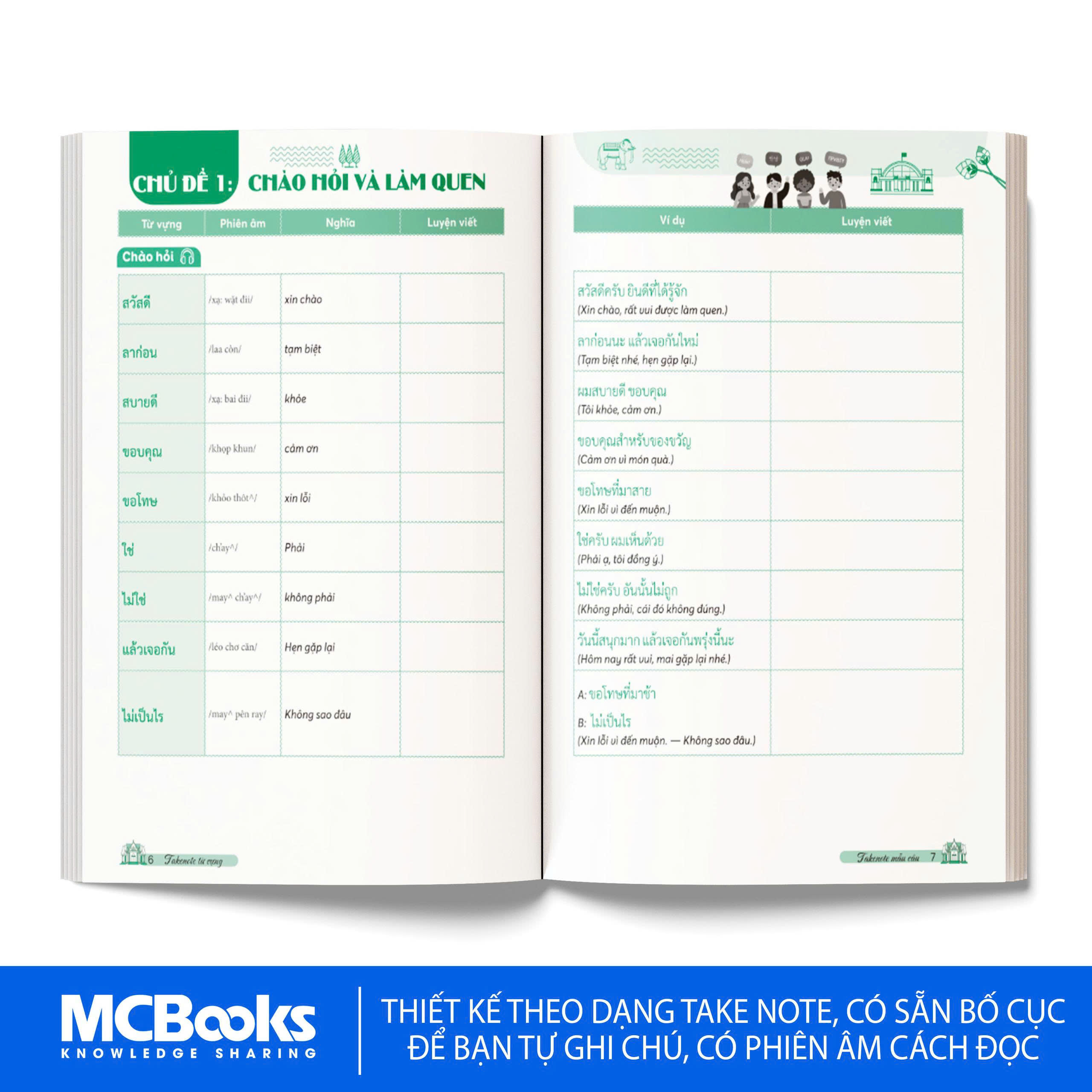Sách - Takenote từ vựng - mẫu câu tiếng Thái Lan thông dụng