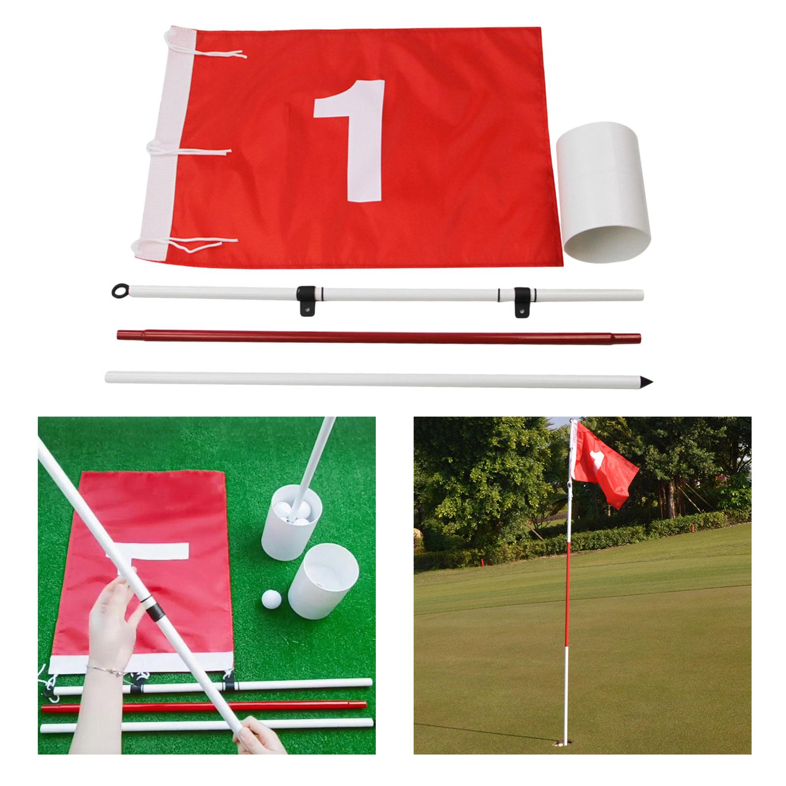 Portable 3-Section Golf Flagsticks Set Golf Practice Hole Cup Putting Green Flag All 6 ft Golf Pin Flags