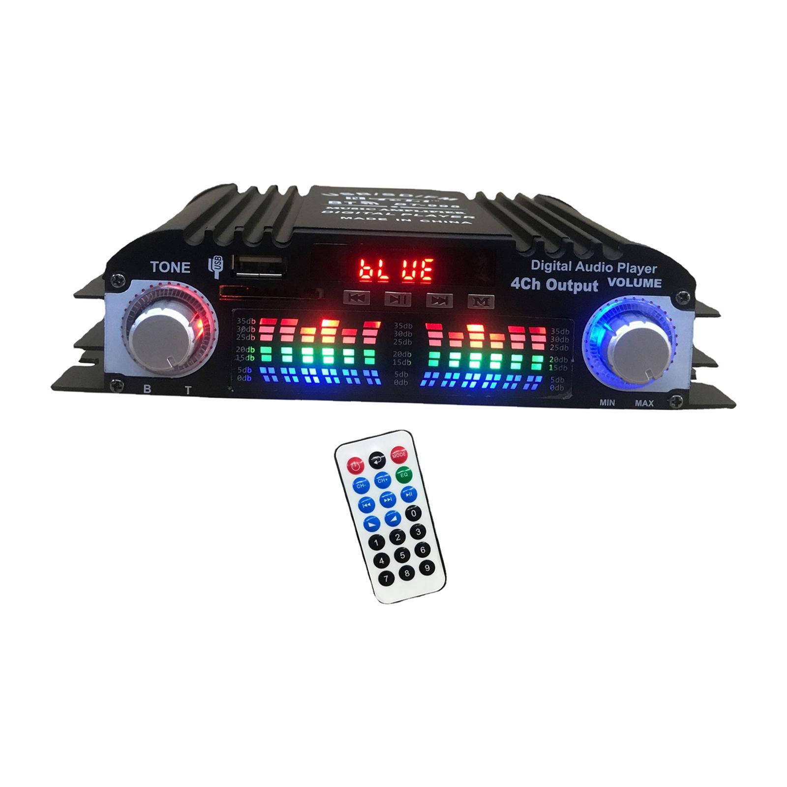 HiFi Stereo Power Amplifier 4 CH USB FM Radio Audio Receiver for Bar Home