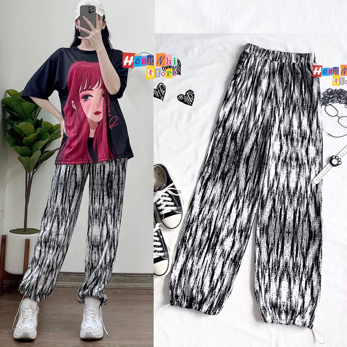 Quần Jogger 3D Ulzzang Unisex Jogger Loang Màu Dây Rút Lai Ống Rộng V2 - MM