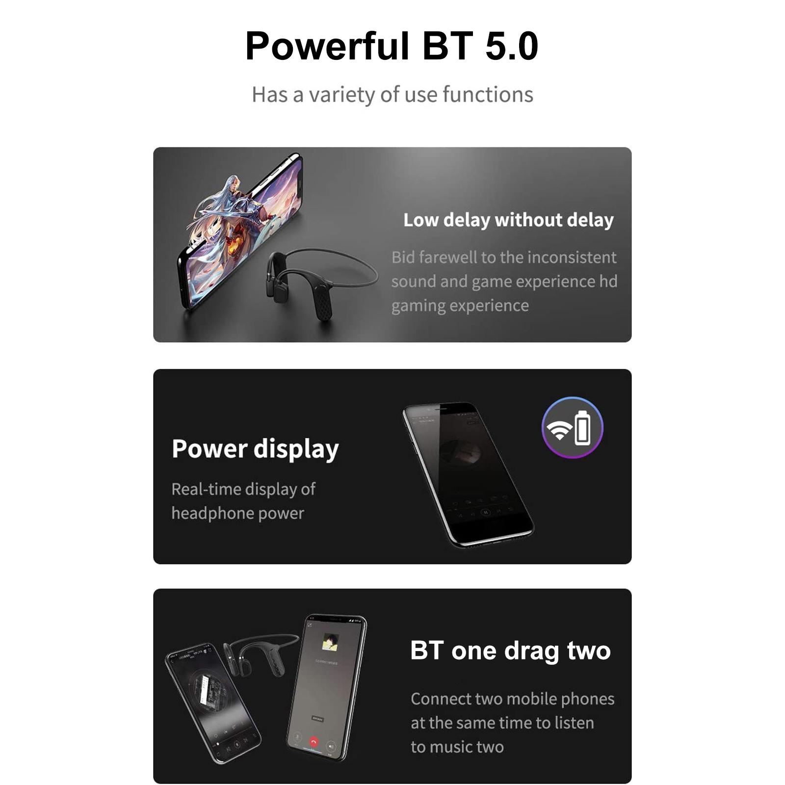 MD04 Bone Conduction Headphones Wireless BT5.0 Earphone Outdoor Sports Headset IPX5 Waterproof Hands-free with Microphone