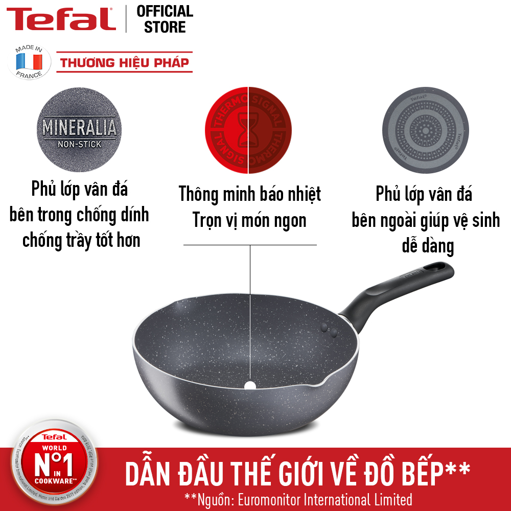 Chảo sâu lòng chống dính Tefal Natura 28cm, dùng cho bếp gas và hồng ngoại- Hàng chính hãng