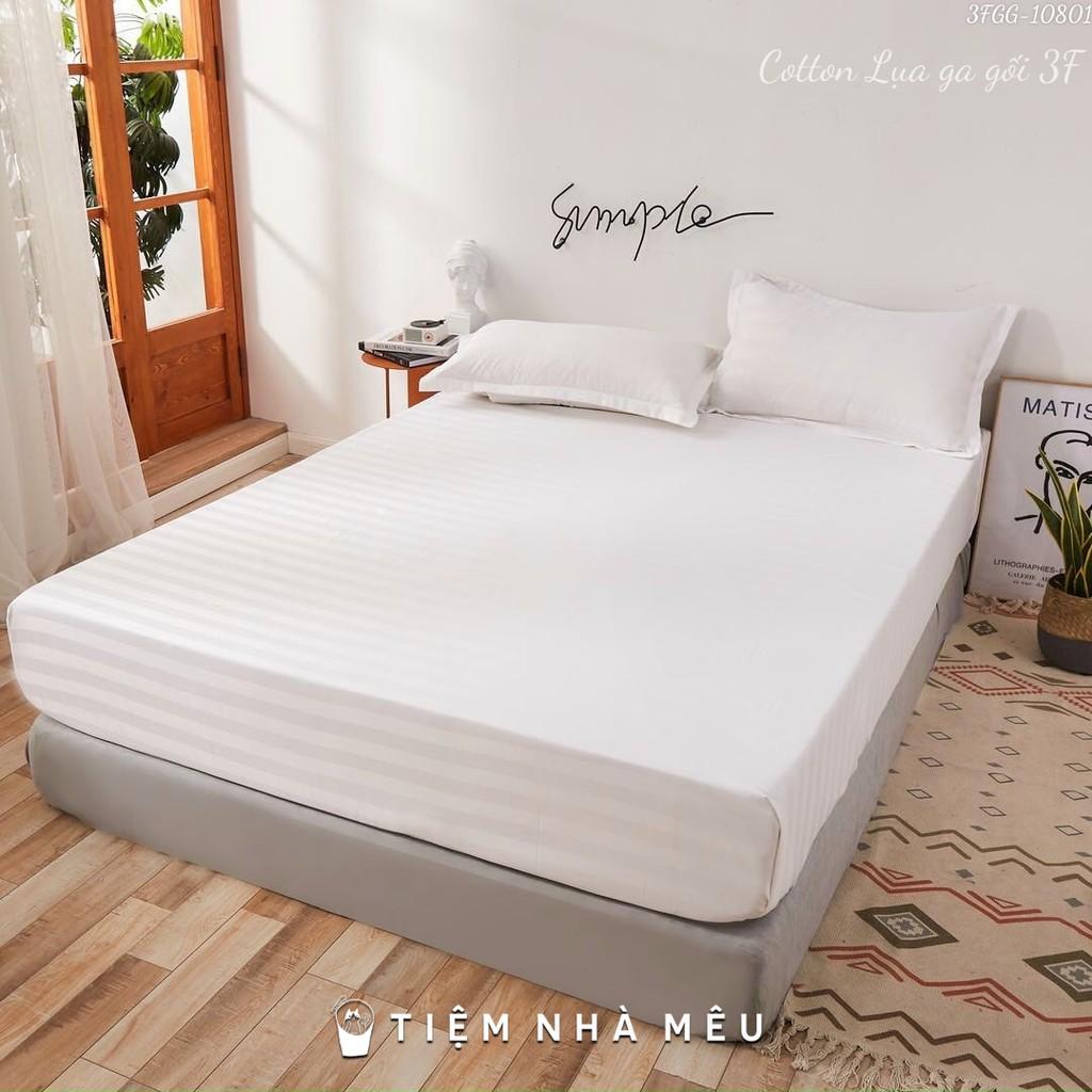 BỘ Ga Gối Cotton 3F m6/m8/2m -Tiệm Nhà MêuCotton Kẻ Sọc Chuyên Dùng Cho Khách Sạn Homestay