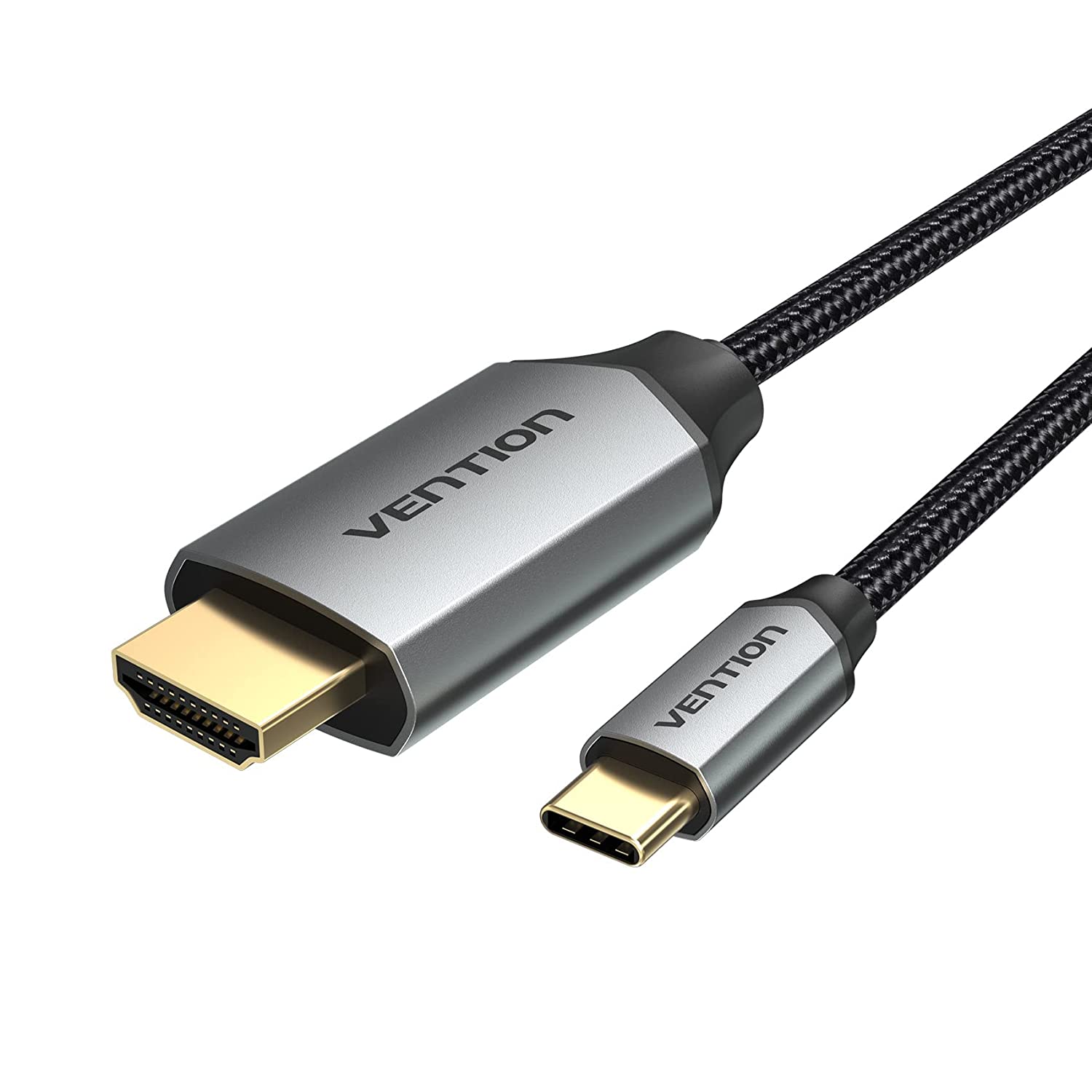 Cáp chuyển Type-C male ra HDMI male hỗ trợ 4K dây dù đầu hợp kim Vention CRBB - Hàng chính hãng