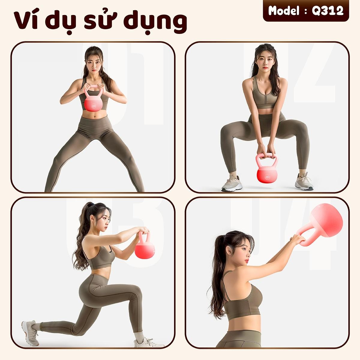 BG Tạ Bình Q312 - 2kg Cao Su Mềm, chuông Ấm, Tạ Ấm