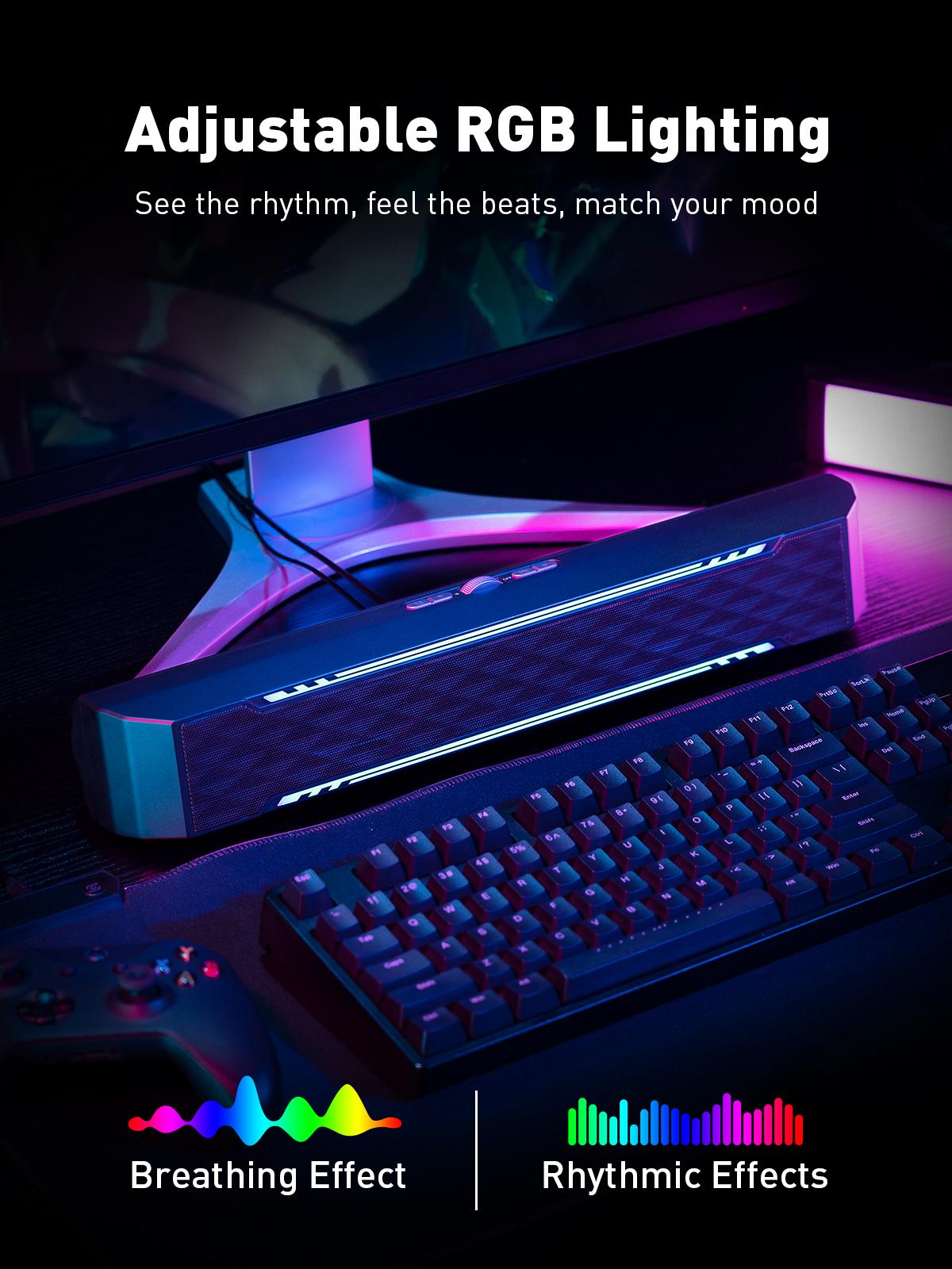 Loa máy tính C4 PC RGB Gaming Sound Bar Loa Bluetooth không dây di động cho Màn hình máy tính để bàn, Máy tính xách tay, PS5, Bảng điều khiển Xbox Màu sắc: C4