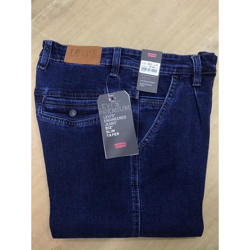 Quần bò dài nam trung niên túi chéo dáng thụng chất co giãn hàng cao cấp Levi’s đẹp