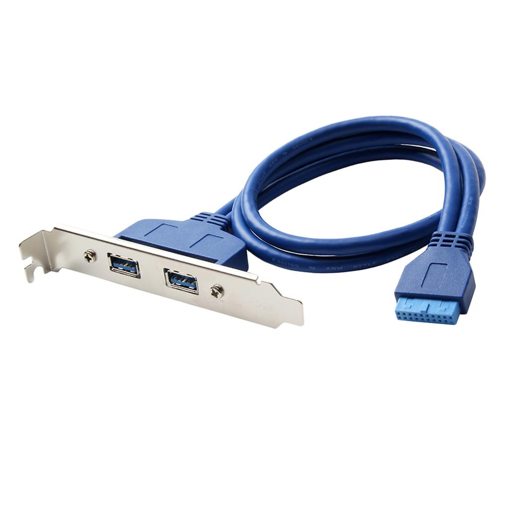 Motherboard USB 3.0 Dual Port PCI Bracket Cable with Built-in 20 Pin Header