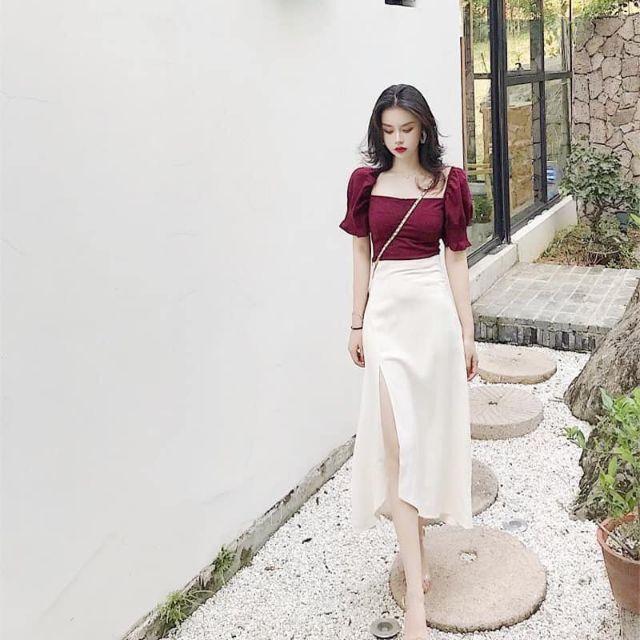 SET ÁO CÚP NGỰC + CHÂN VÁY XẺ TÀ