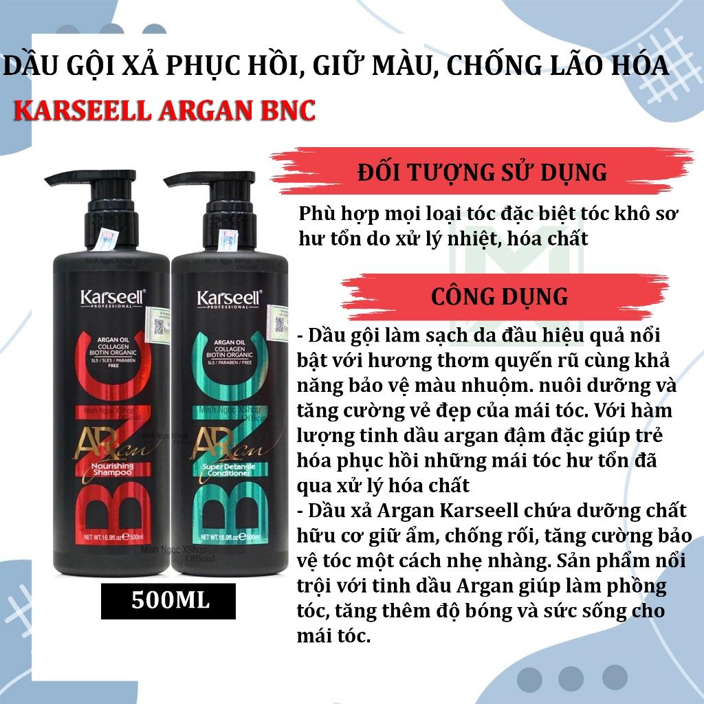 [+Tặng mũ trùm] Dầu gội xả phục hồi, giữ màu, ngăn ngừa lão hóa KARSEELL ARGAN BNC