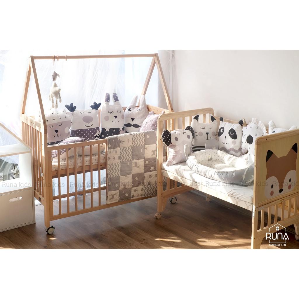 Quây cũi vải hình con thú cho bé RUNA KIDS - Chất liệu Cotton cao cấp, giúp hạn chế va đập, bảo vệ an toàn cho bé