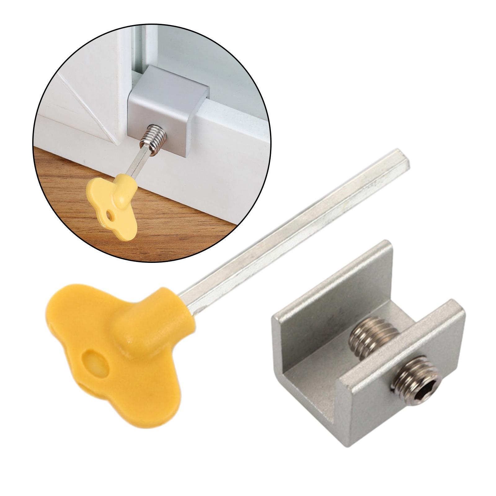 2X Household Window Sliding Lock Security Door Stop Lock Safety Key Lock Silver