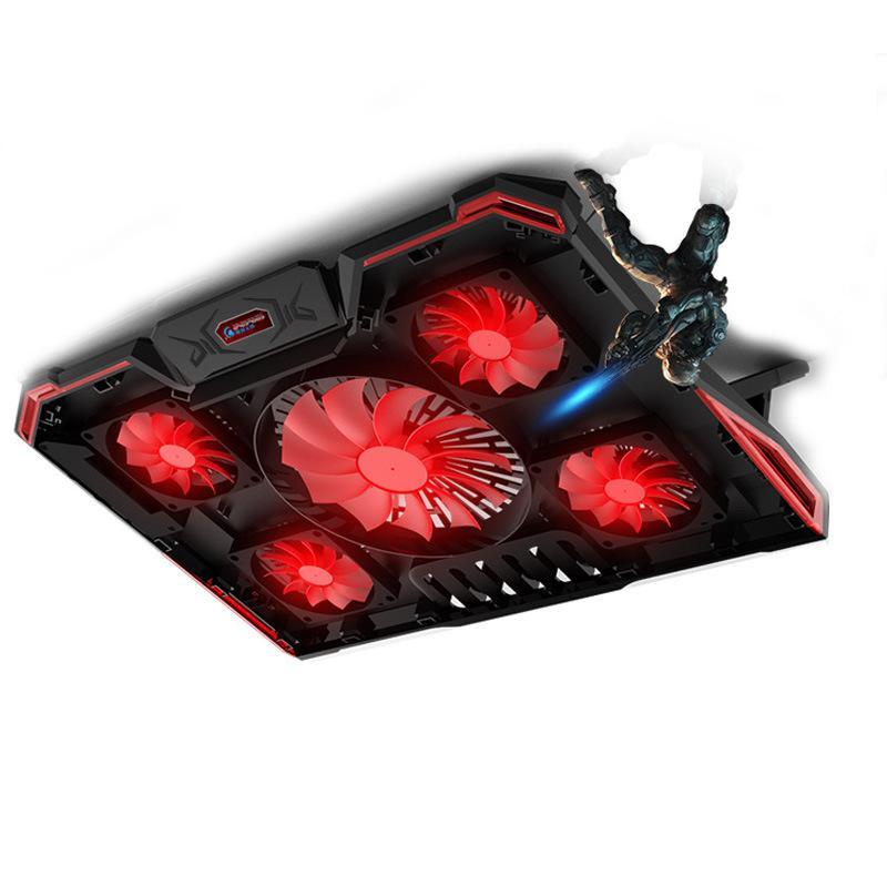 Phiên bản cấp nguồn 9v phong cách mới nhất Bộ tản nhiệt máy tính xách tay điều chỉnh đa góc Bộ tản nhiệt máy tính xách tay năm quạt