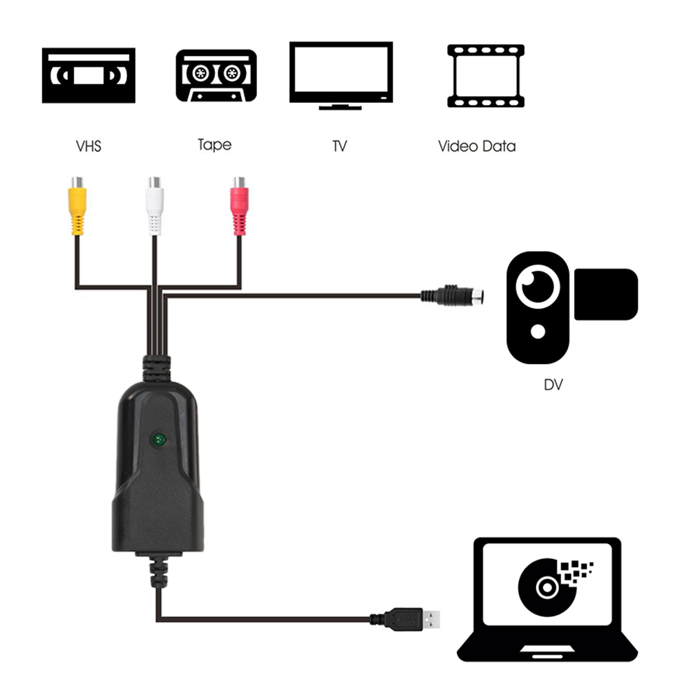 USB Di Động 2.0 Video Audio Capture Cho Đầu Ghi Video Converter Analog Sang Định Dạng Kỹ Thuật Số Cho PC