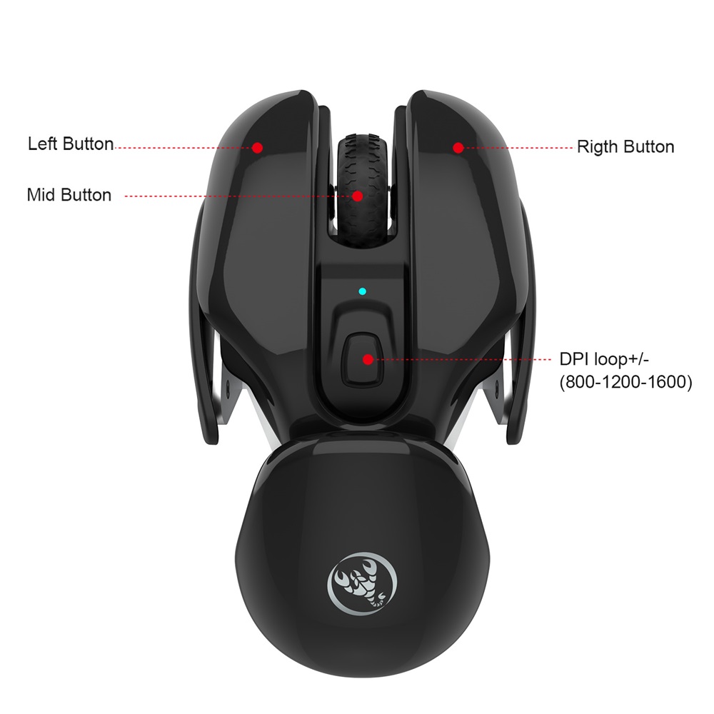 HXSJ T37 Wireless Mouse 2.4G Wireless Mouse Mute Mouse 3 Adjustable DPI Built-in 500mAh Rechargeable Battery Pink