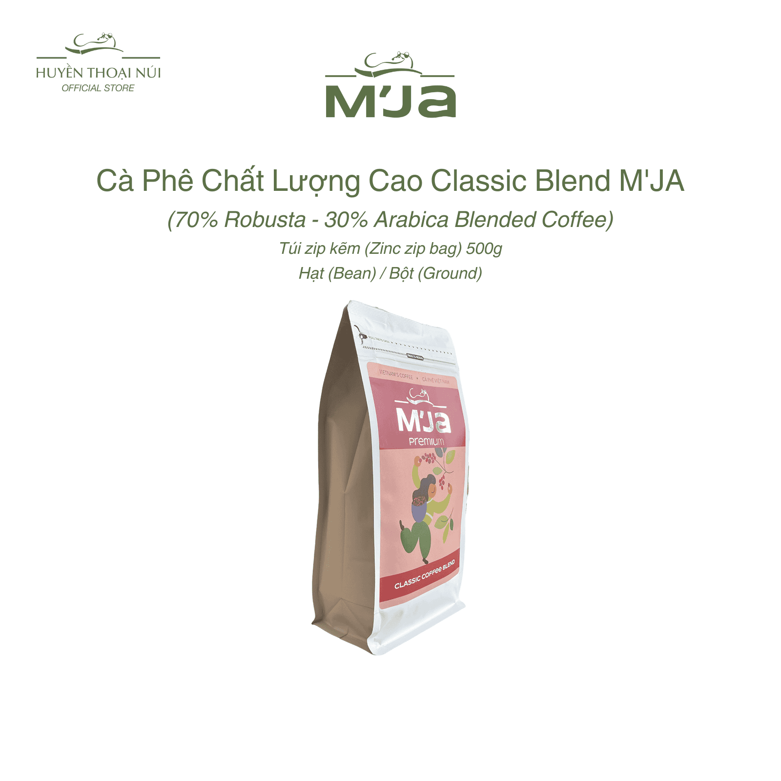 Cà Phê Chất Lượng Cao Classic Blend M'JA - Hương Thơm Các Loại Hạt Rang, Vị Chua Nhẹ - Túi Zip 500g