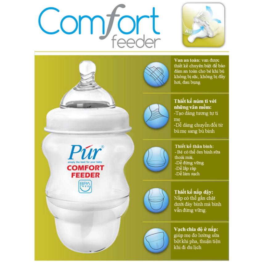 Bình sữa miệng rộng Pur Comfort Feeder nhập khẩu Thailand (130ml)