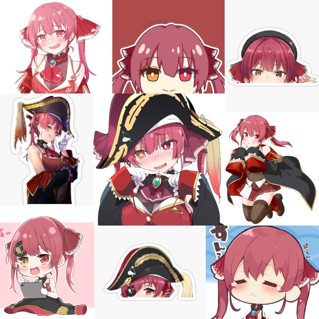 Ảnh Sticker Vtuber Houshou marine Hololive 30-60 cái ép lụa khác nhau/ hình dán Houshou marine
