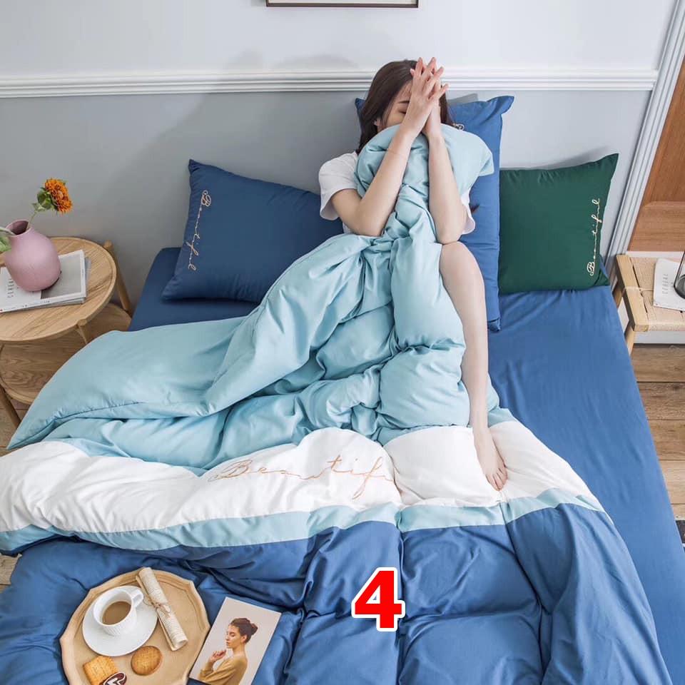Bộ chăn ga 4 món cotton Tici cao cấp đủ size đủ màu  TC05