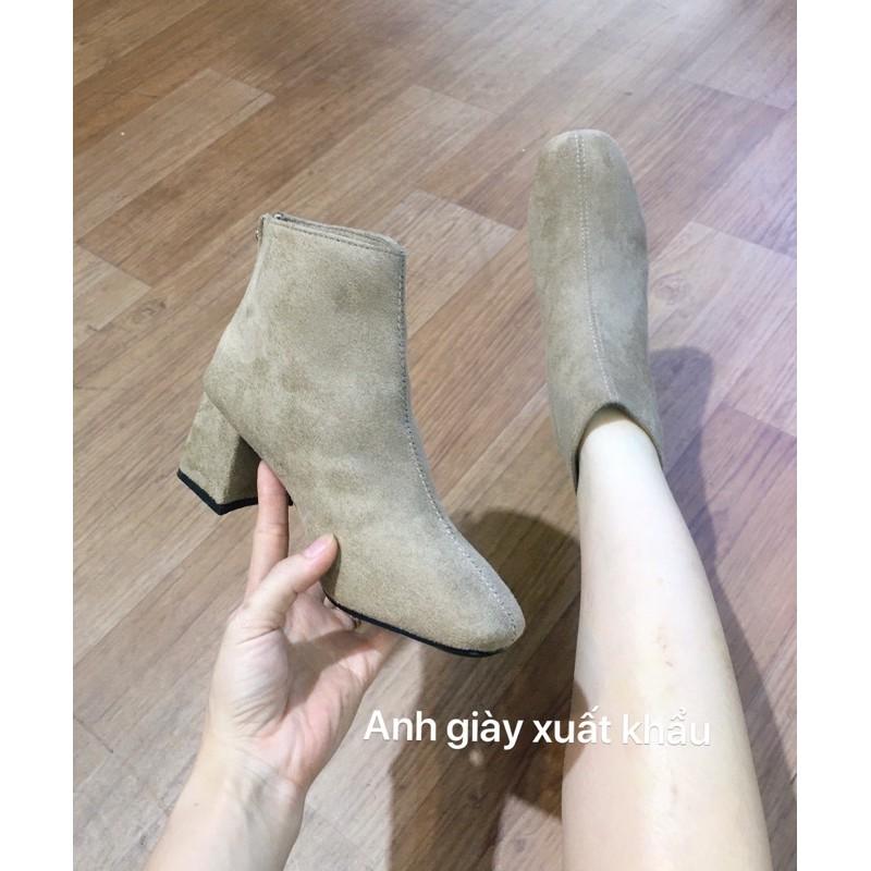 B09- Bốt da lộn gót trụ 5p khoá sau cực ấm