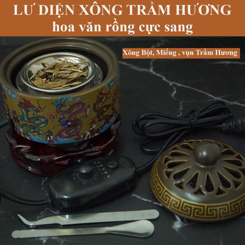 Lư Xông Trầm bằng điện – Hoa Văn Rồng Sang – Xông Bột, Miếng Trầm