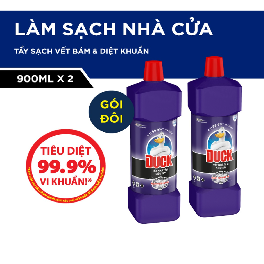 Combo 2 Chai Tẩy Rửa Nhà Tắm DUCK Siêu Tẩy Pro Gói Đôi 900ml