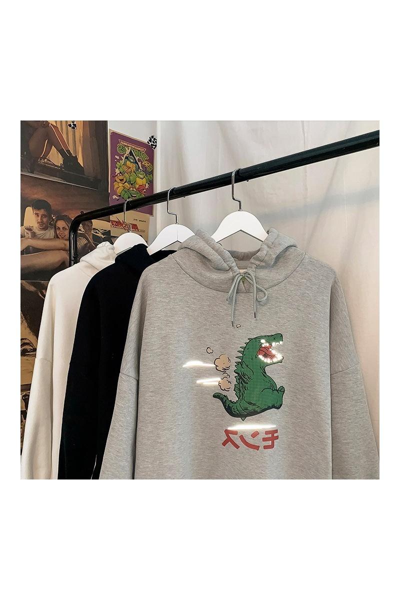 Áo hoodie tay dài in hình khủng long phản quang 3 màu sắc thời trang dành cho nam