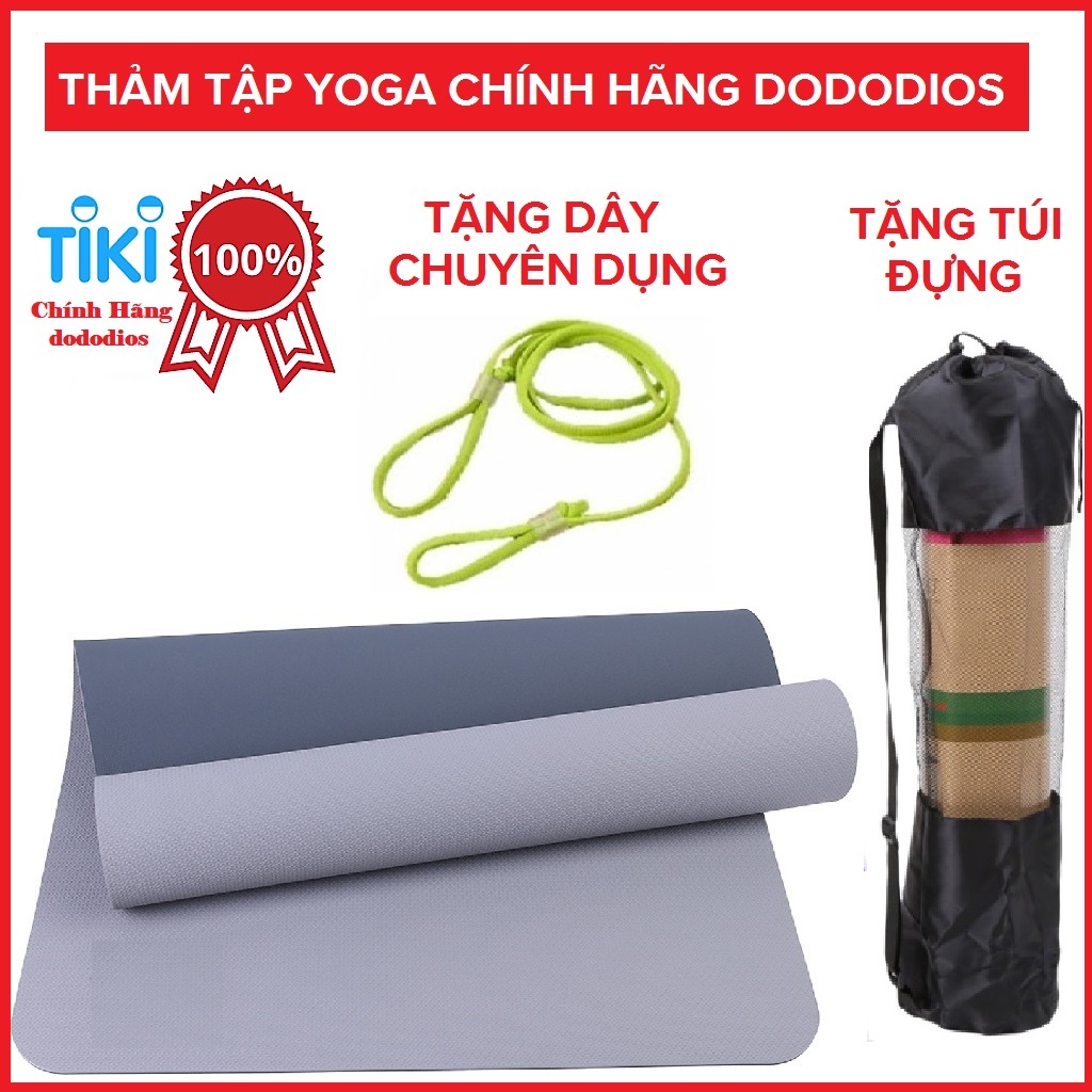 Chọn Màu Thảm Tập Yoga, Gym 2 Lớp Túi Đựng Thảm Tập Yoga Dây Buộc Chuyên Dụng - Chính Hãng Dododios - 6Mm - Màu Tối