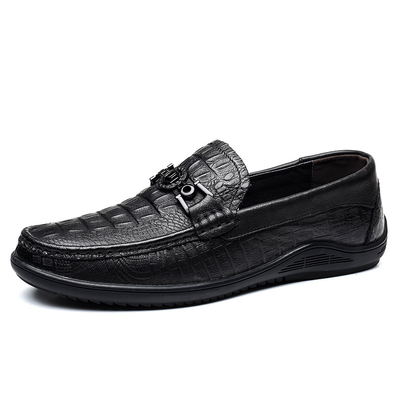 Giày mọi xỏ vân cá sấu, giày lười da cỡ lớn EU:45-46 cho nam cao to chân ú bè. Big size lazy-driving-boat-slipper-loafer shoes - GL200