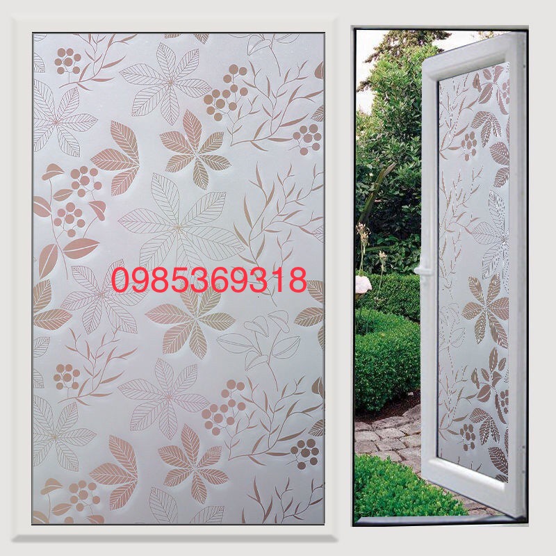 Giấy dán kính mờ hoa văn 3D keo sẵn bóc dán loại 1