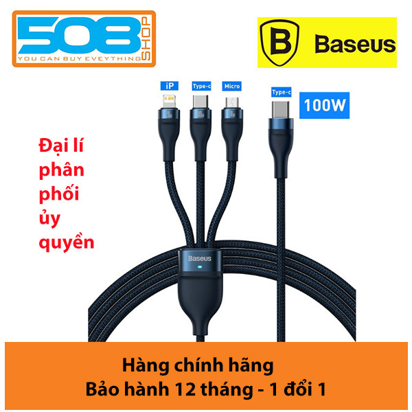 Cáp sạc nhanh đa năng 3 đầu Baseus Flash Series II 3in1 Fast Charging Cable -Hàng chính hãng