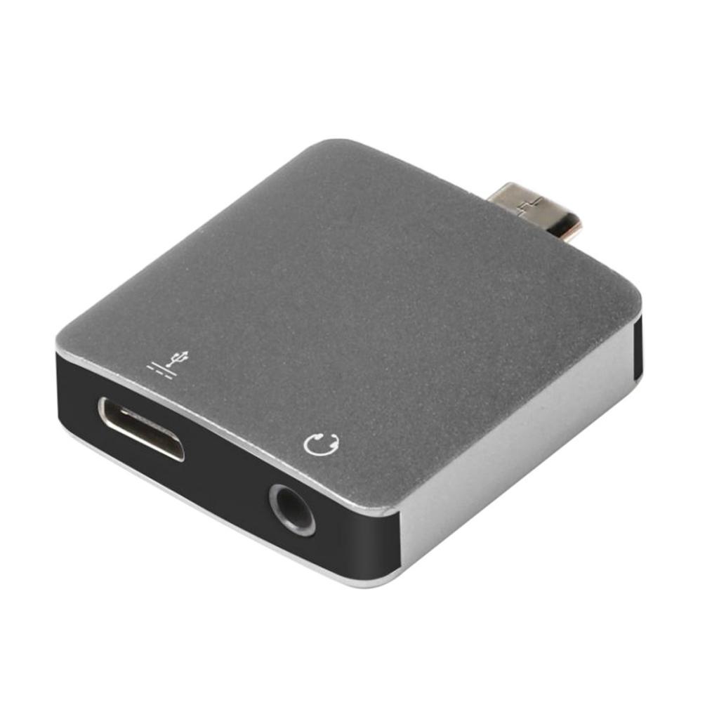 Type C To Audio Adapter, 2 In1 Type-C To 3.5mm Earphone Audio Converter