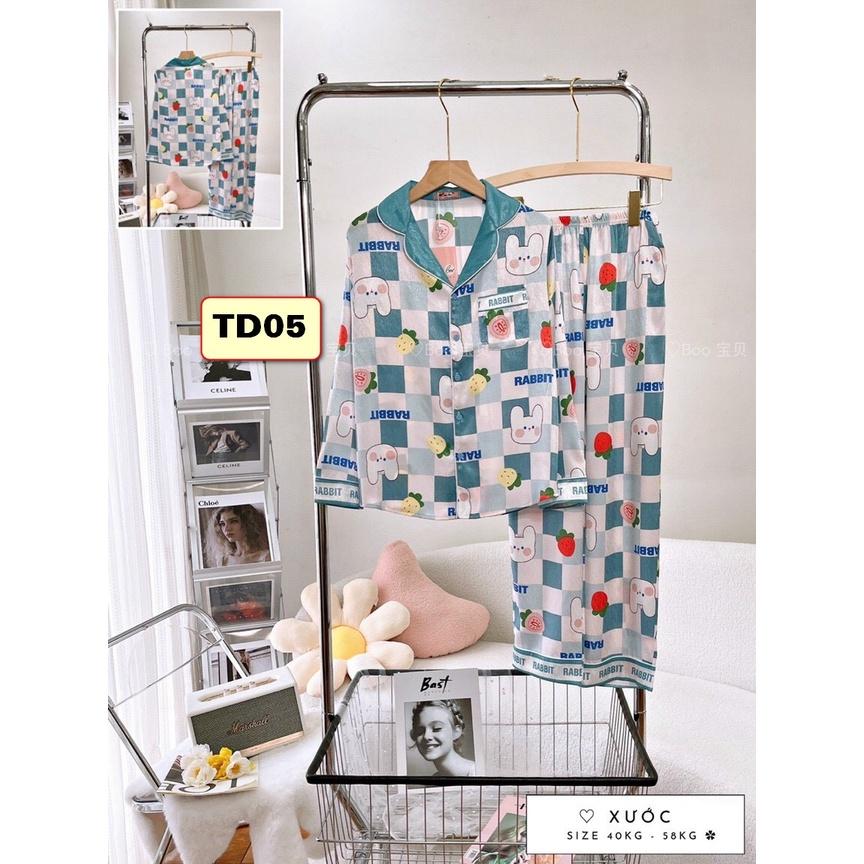 BỘ PYJMA LỤA XƯỚC SHORTS, TAY DÀI, TAY NGẮN.
