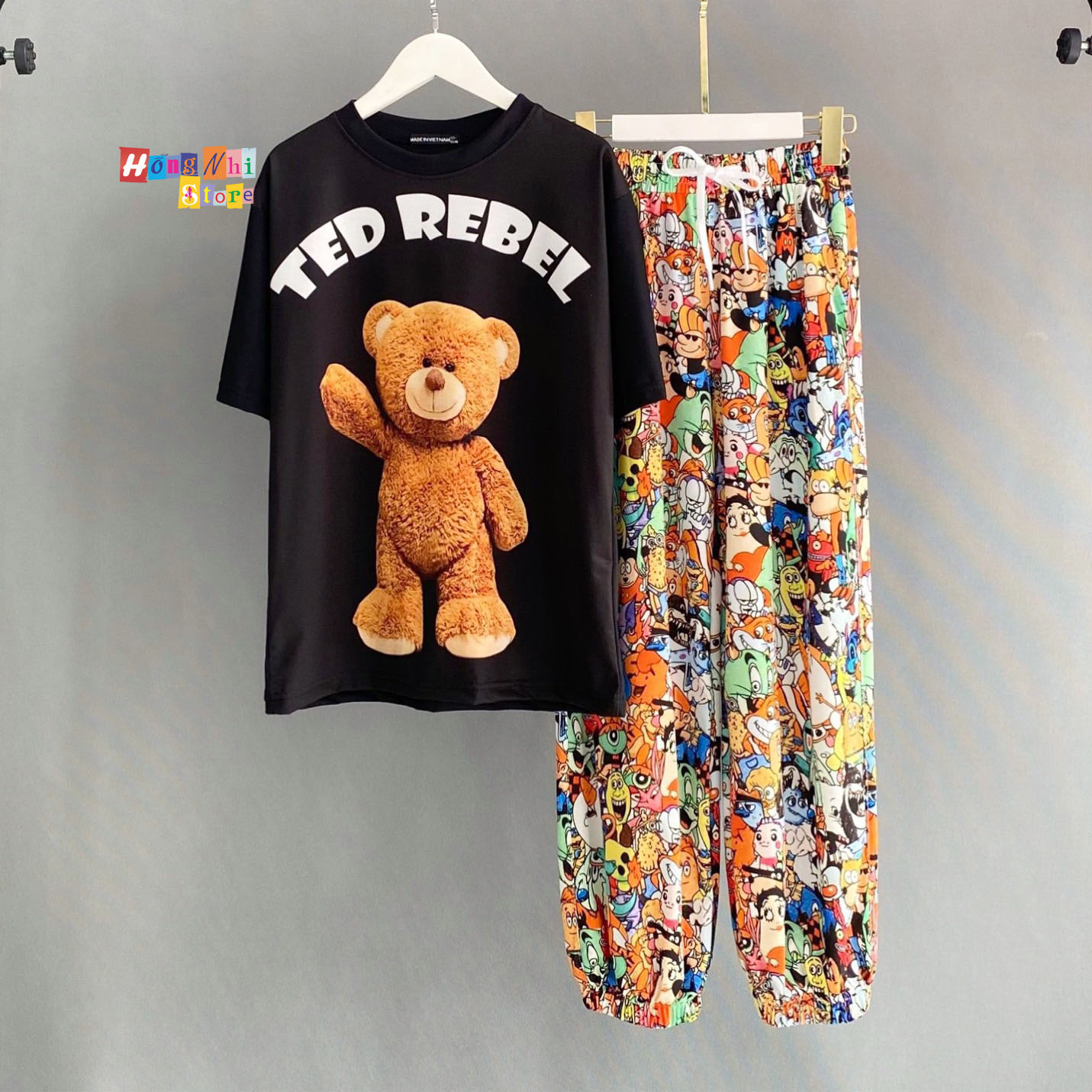 Quần Hoạt Hình Dài Bo Lai Cartoon Pant V2 Oversize Ulzzang Unisex - MM