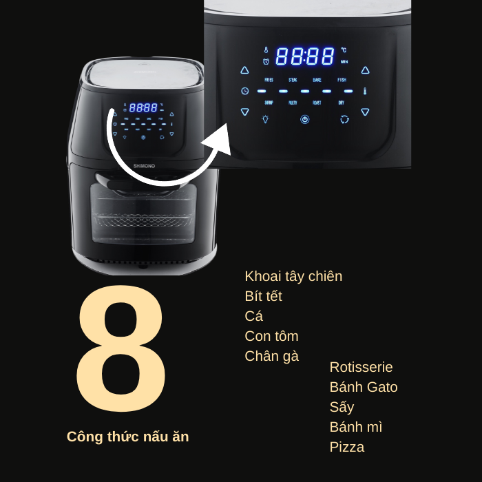 Nồi Chiên Không Dầu Shimono SM-AF806T - Hàng Chính Hãng