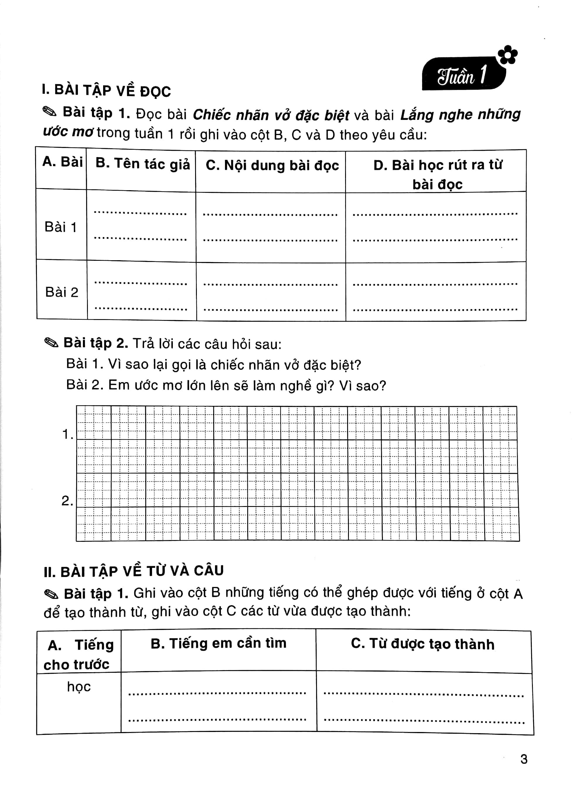 Vở Bài Tập Cuối Tuần Tiếng Việt 3 (Dùng Kèm Bộ Sách Chân Trời Sáng Tạo)