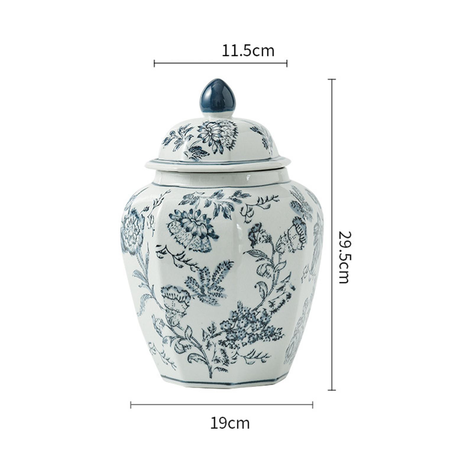 Ceramic Ginger Jar Containers Storage Tin Exquisite with Lid Plants Holder Handicraft Flower Vase for Shelf Desk Party Decoration Collection