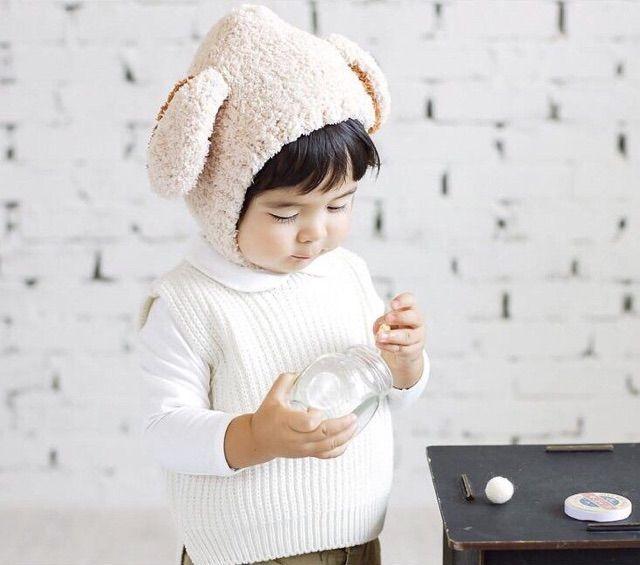 Mũ Len Lông Cừu Cài Cúc Cho Bé