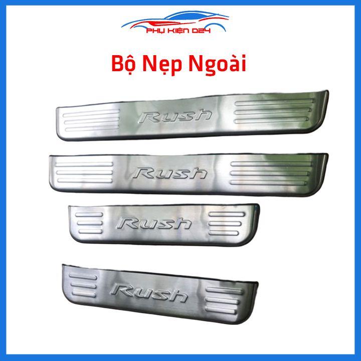 Bộ ốp bậc cửa trong ngoài nẹp bước chân Rush 2018-2019-2020 Inox chống trầy trang trí xe