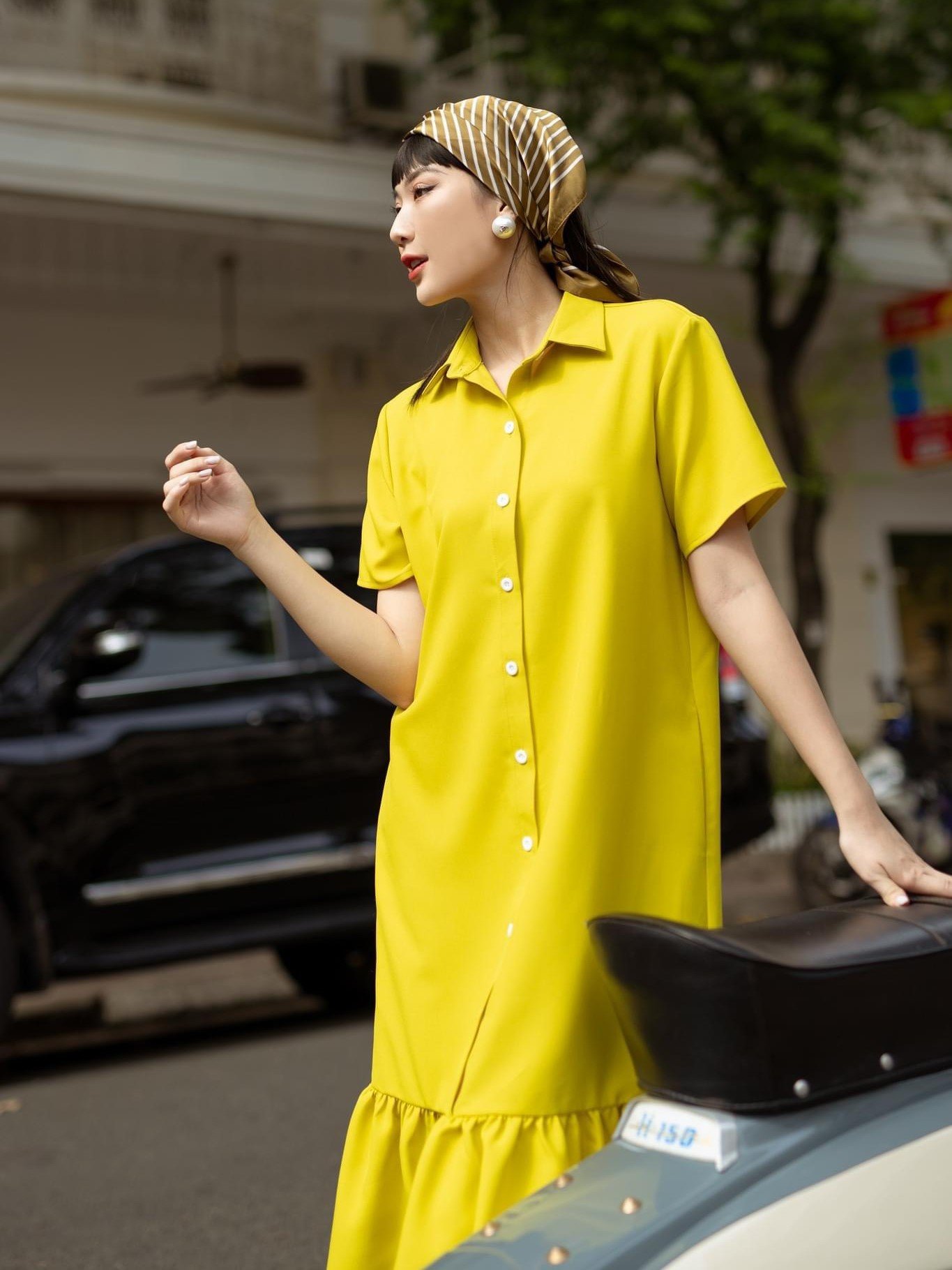 Đầm babydoll vàng chanh ngắn tay NGADO