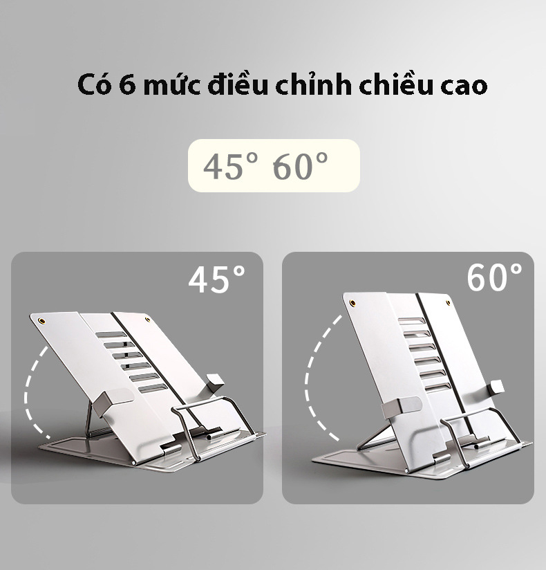 Giá Đỡ đỡ sách, đọc sách, đỡ điện thoại máy tính bảng đa năng chống cận Hợp Kim Nhôm Cao Cấp có thể điều chỉnh chiều cao. Hỗ Trợ Chống Mỏi Cổ, Vai, Gáy. Hàng Chính Hãng KitAcoom