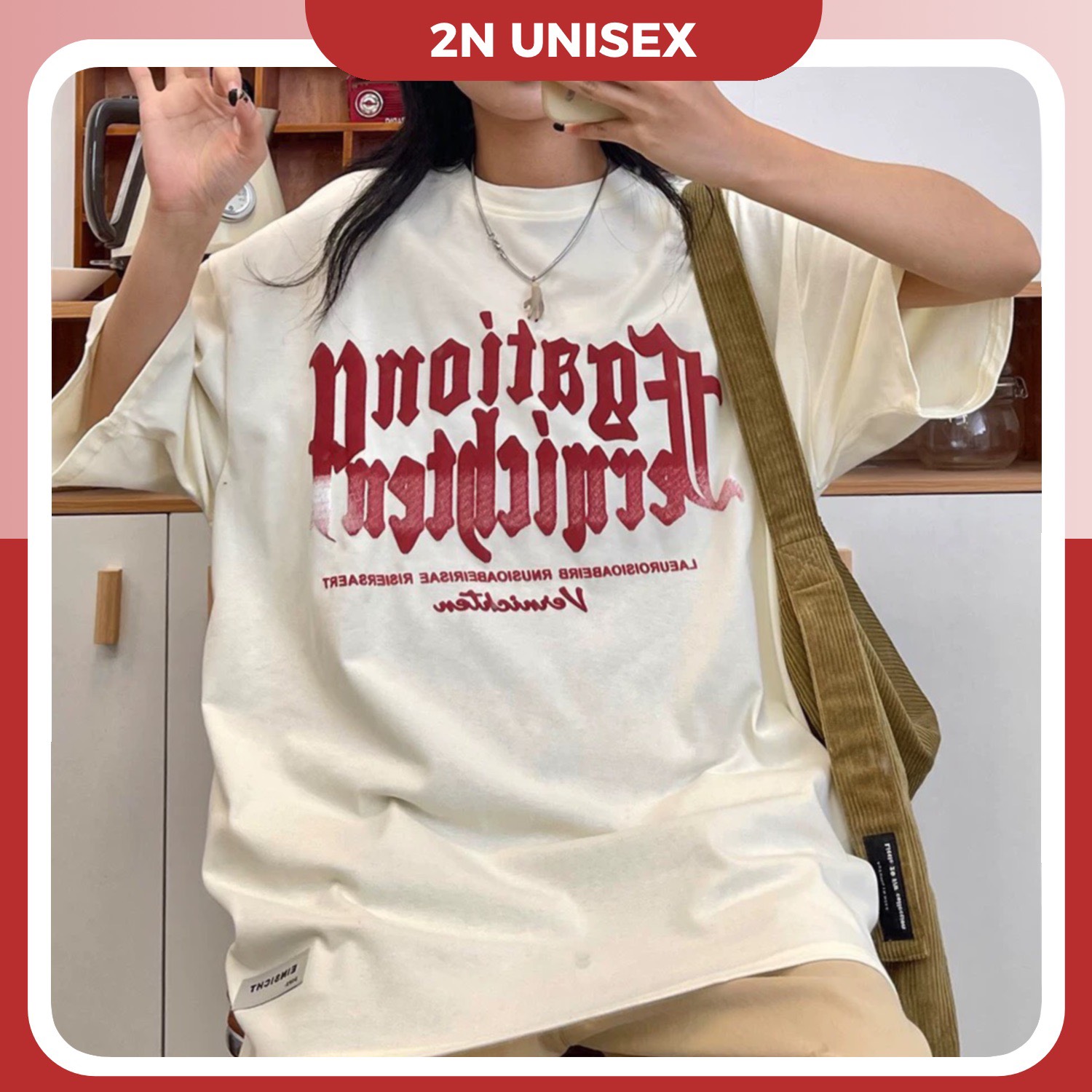 Áo thun tay lỡ form rộng - phông nam nữ cotton oversize - T shirt chữ in nổi a - 2N Unisex