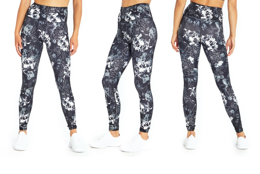 Quần legging yoga nữ in hoa đen xám - Balance Collection 9328/M - Mỹ