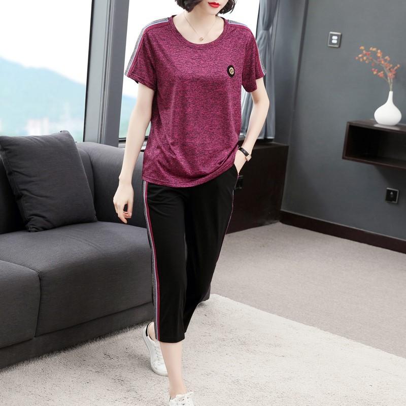 (HÀNG SẴN) Bộ Đồ Thun Cotton Trung Niên Mềm Đẹp AB24 - Hàng Quảng Châu Cao Cấp