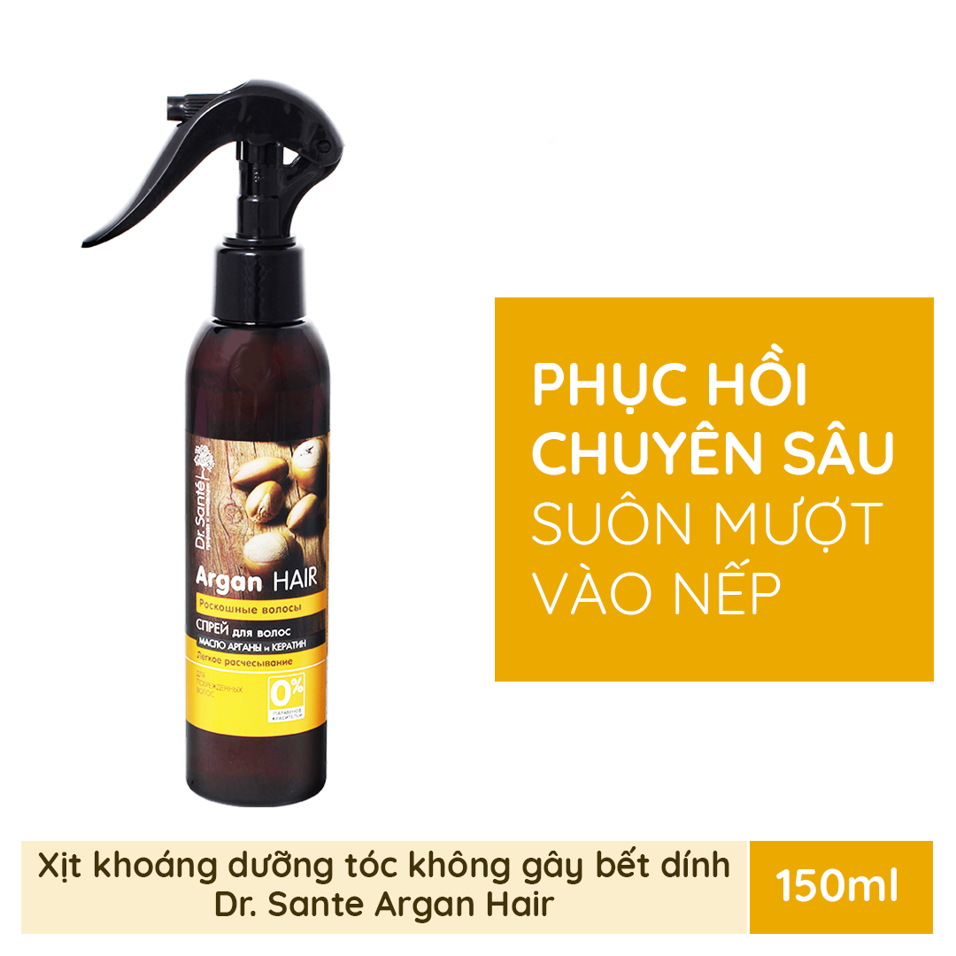 Xịt khoáng phục hồi tóc hư tổn Dr. Sante Argan Hair (0% paraben và hóa chất) 150ml