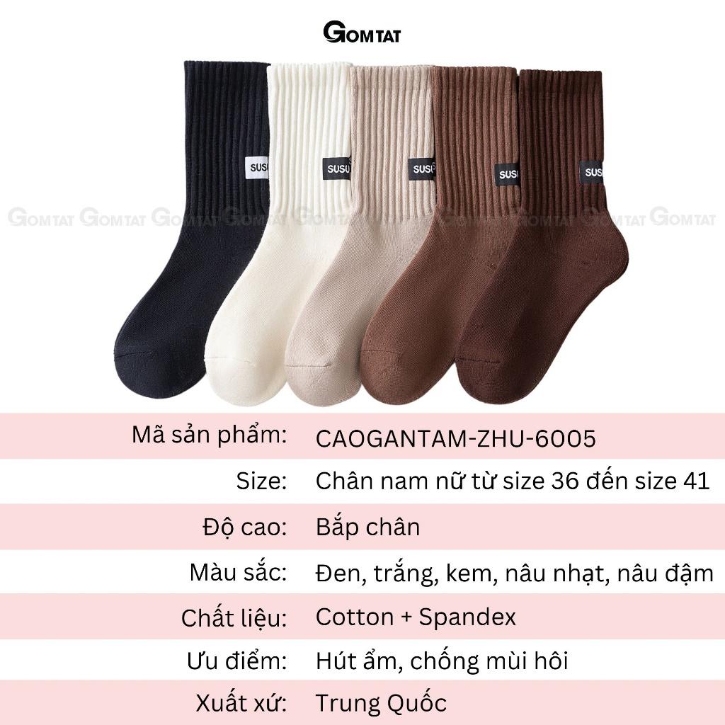 Tất vớ nam nữ cổ cao cao cấp, màu caramen có đệm xù, chất liệu cotton mềm mại - CAOGANTAM-ZHU-6005-1DOI