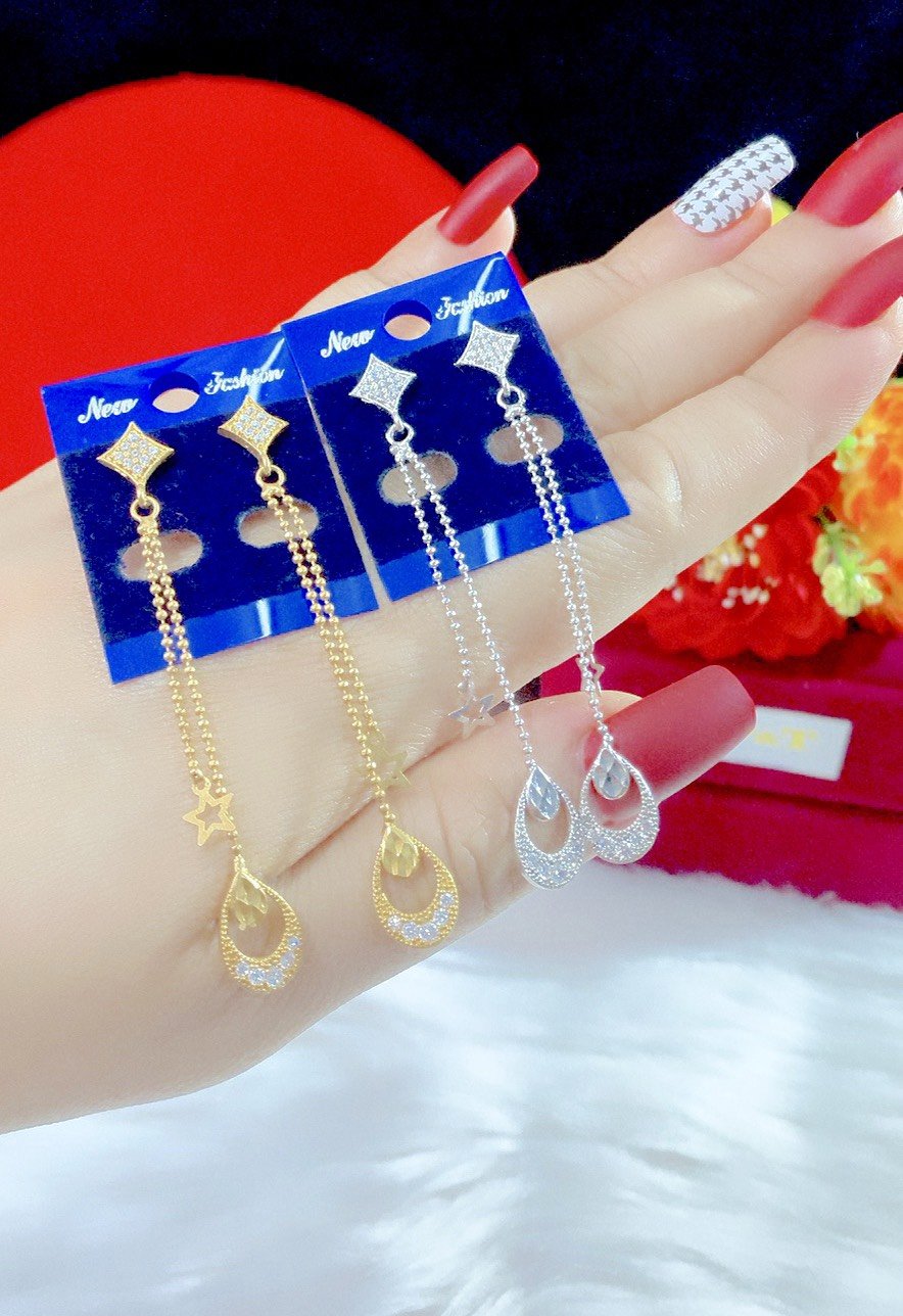 Bông tai nữ tòn ten mạ 18k cao cấp P1515