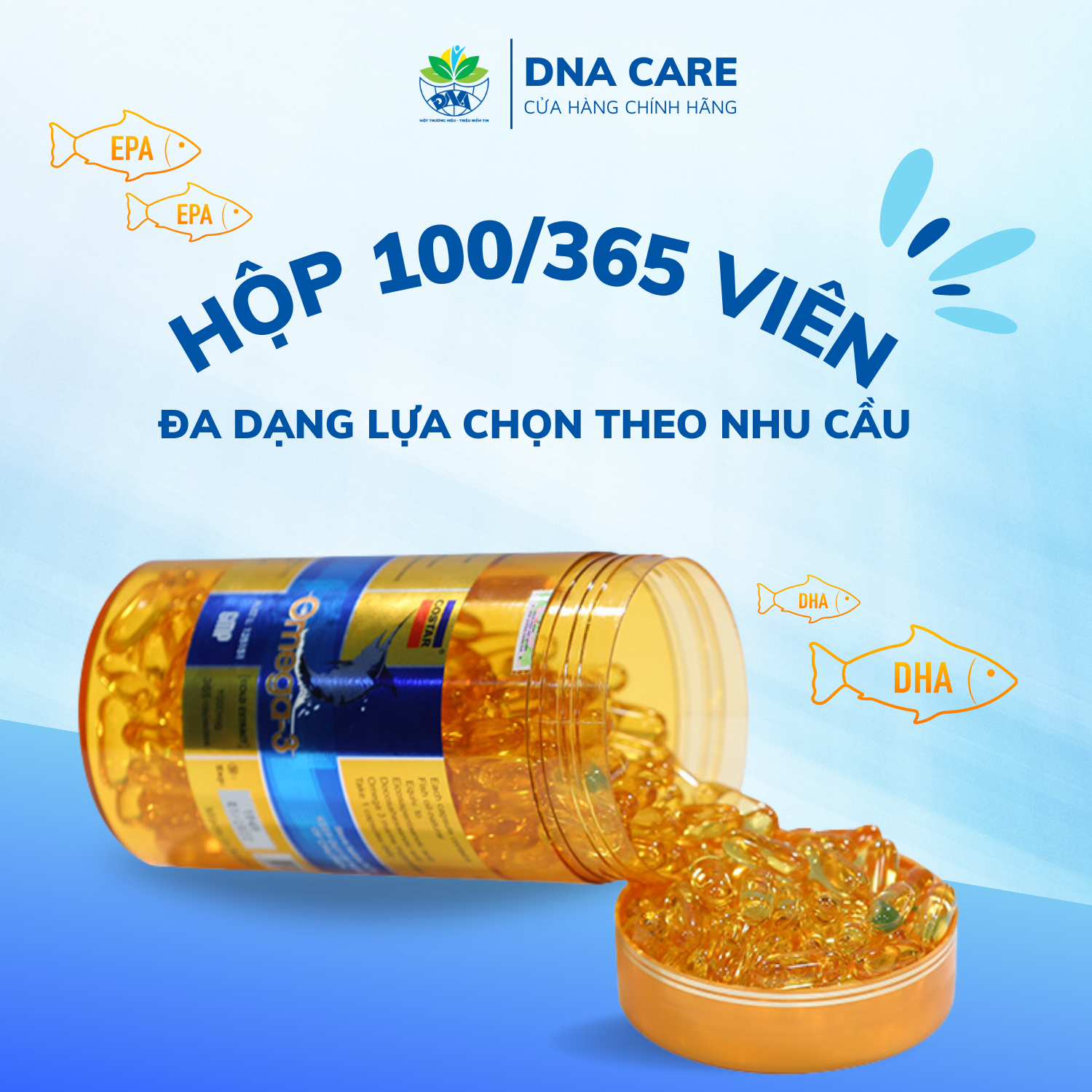 Viên uống dầu cá Omega 3 Costar hộp 100/365 viên