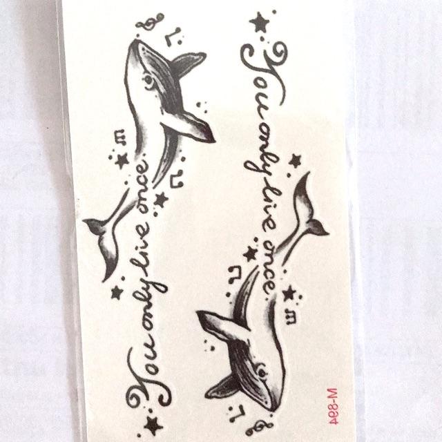 Hình xăm dán chữ cá voi xinh 10x6cm